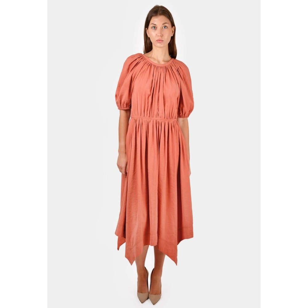 Ulla Johnson Cybil Terracotta Cotton Puff Sleeve Midi Dress NWT Size 6